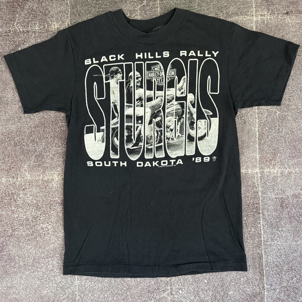 Men's Vintage 80's Harley Davidson Motorcycles 1989 Sturgis Black T Shirt Sz M